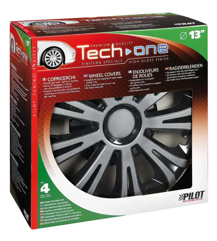 Di Tendenza Copricerchi per auto "avera" silver & black - ø 13" pilot 31615
