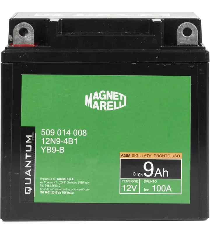 Acquista Ora Magneti marelli batteria moto e scooter 9ah 12v 100a tecnologia agm sigillata polo positivo sinistro