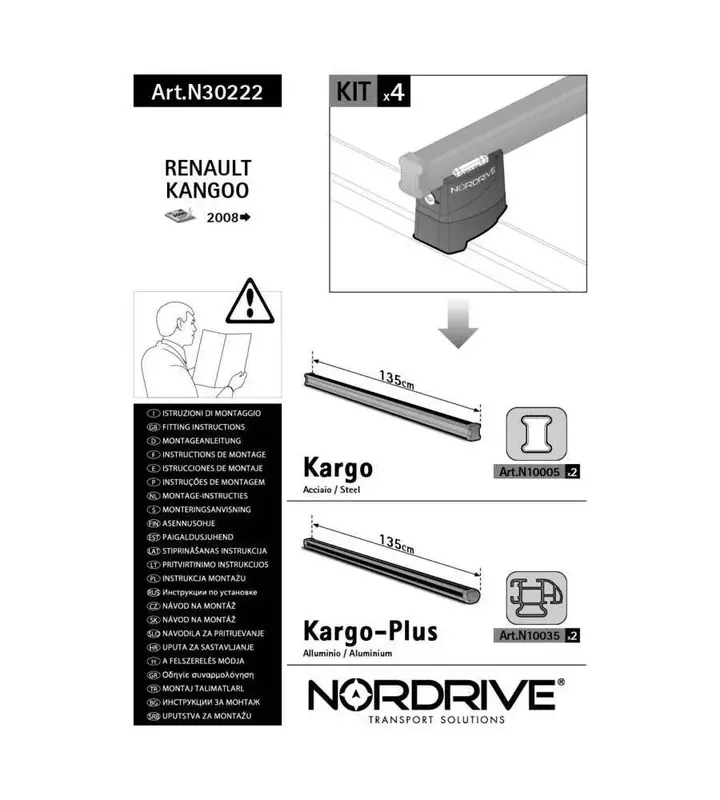 Nuova Collezione Kit attacchi per barre auto portatutto renault kangoo 08>, mercedes citan 10 n30222