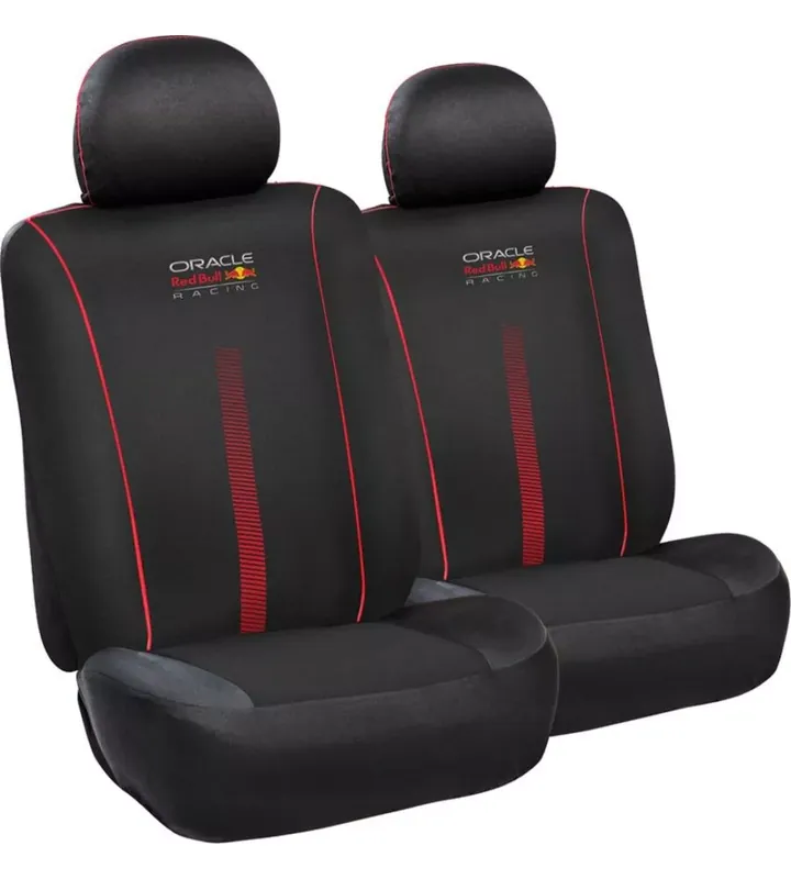 Set 2 pezzi coprisedile auto redbull "powerbar" nero e rosso Professionale