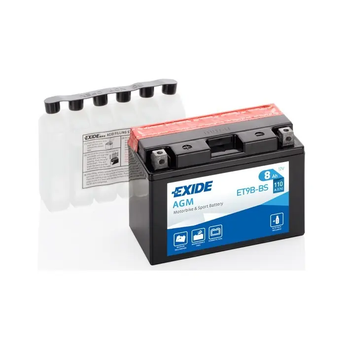 Batteria Moto e Scooter EXIDE Bike ET9B-BS AGM 12V 8Ah-110A Più Venduto
