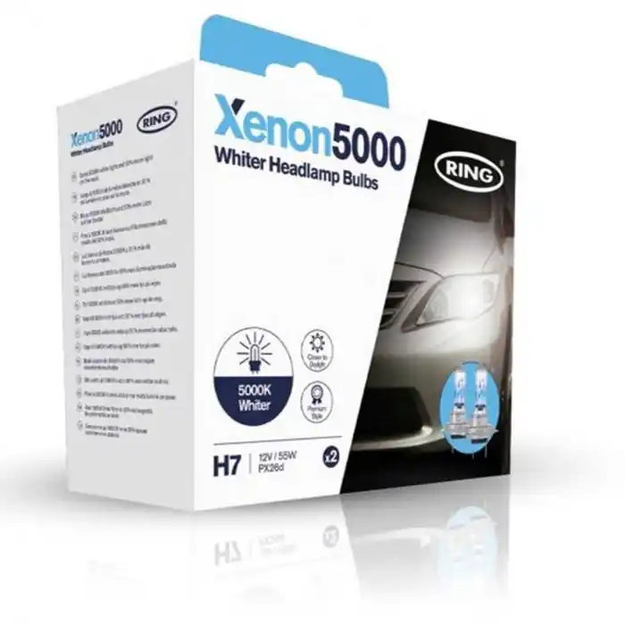Coppia Lampadine alogene Ring Xenon5000 H7 5000K Solo Oggi