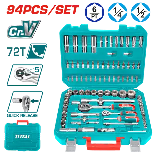 Ordina Subito INECO 42408121494 - SET DI CHIAVI A BUSSOLA 1/4” E 1/2” IN VALIGETTA, 94 PEZZI