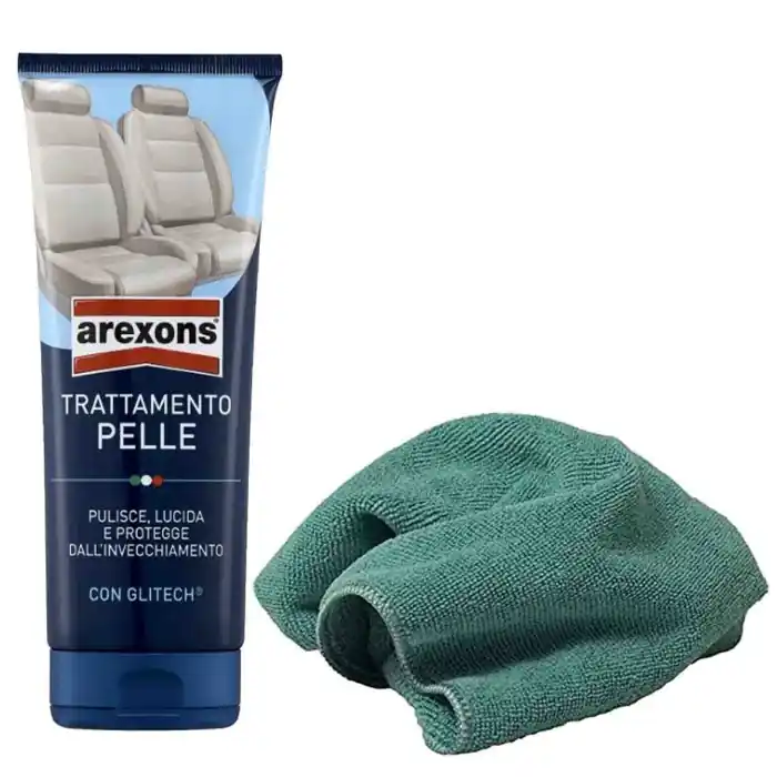 Arexons Kit Trattamento Interni In Pelle + Panno In Microfibra Specifico Verde Cartec Spedito Oggi