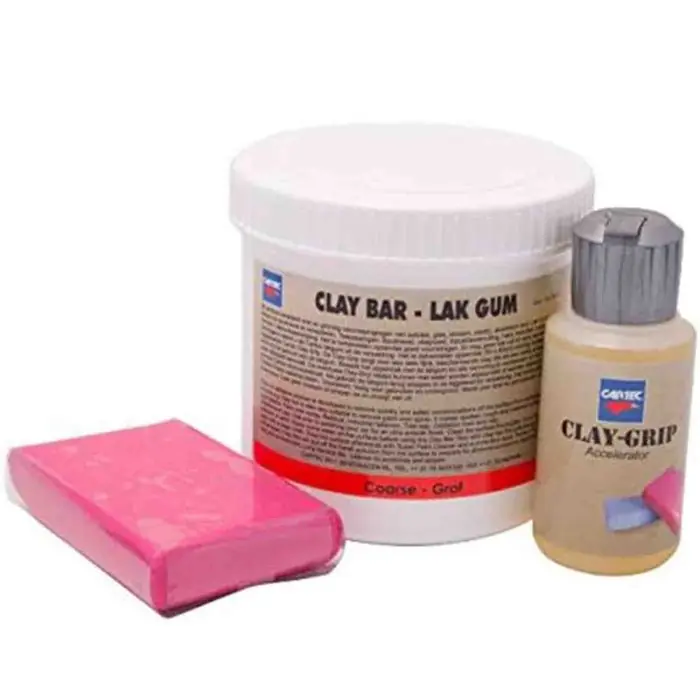 Cartec - Clay Bar Decontaminante Carrozzeria Coarse Rossa 200g In Kit Con Clay Grip Accelerator Quantità Limitata