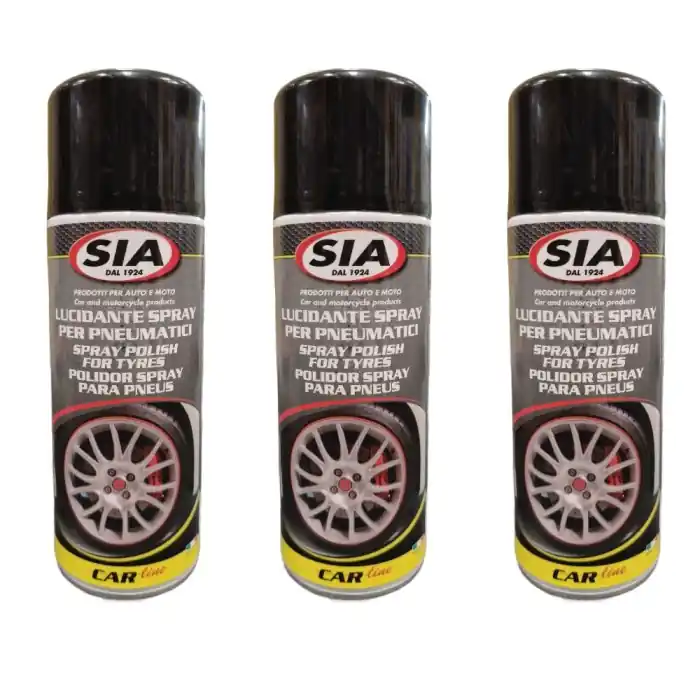 Sia Nero Gomme Lucidante Spray Per Pneumatici. Protegge E Ravviva Il Colore Dei Pneumatici. 3PZ Promozione