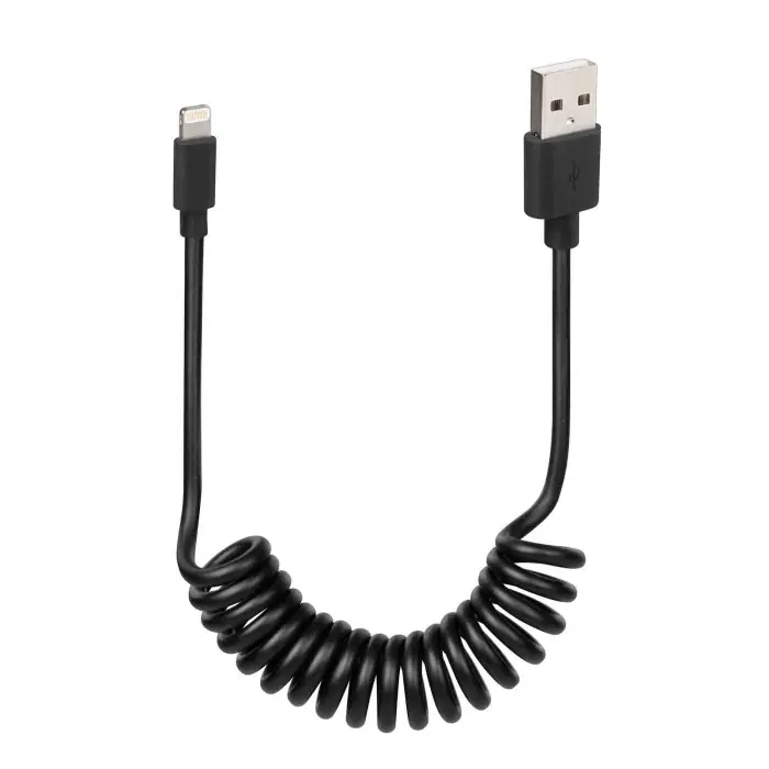Cavo A Spirale Usb Apple 8 Pin 100 Cm Nero Apple Lightning/8 30 Pin Cavi Miglior Prezzo