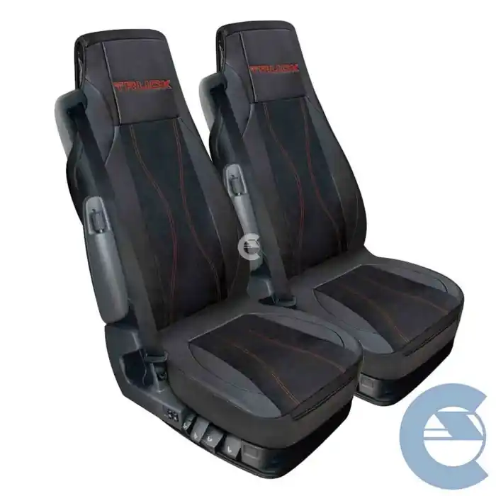 Offerta Del Giorno Lampa 97998 Kit 2 Pezzi Coprisedile Luana Per Camion Imbottito In Skeentex Colore Nero-rosso
