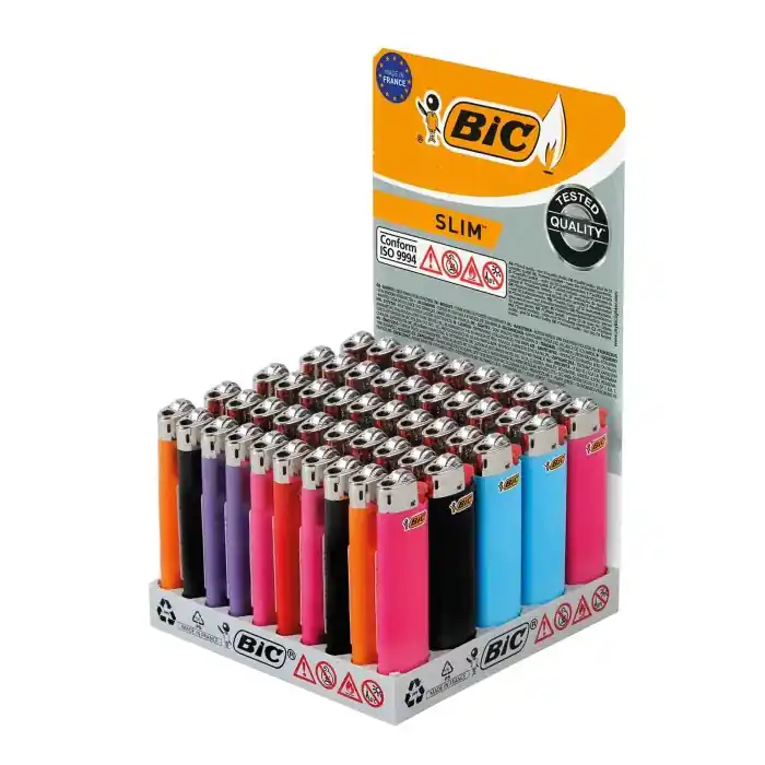 Di Tendenza Accendini Bic Classic Slim J23. Display Da 50 Pezzi Colori Assortiti Accendini E Accessori Tabacco