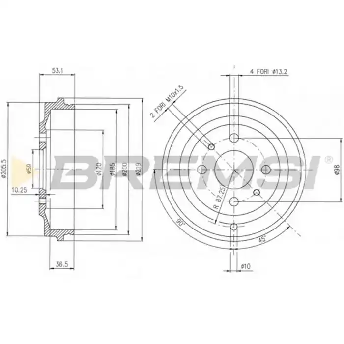 Tamburo Freno Posteriore Fiat Cinquecento Seicento/600 Seicento/600 Cassone/coda Spiovente Cinquecento Van Cr5268 46448407 Compra Adesso