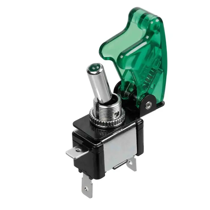 Offerta Del Giorno Interruttore A Leva Con Sicura In Alluminio Con Spia A Led 12/24v Verde 20a Interruttori E Relè Cablaggio Elettrico