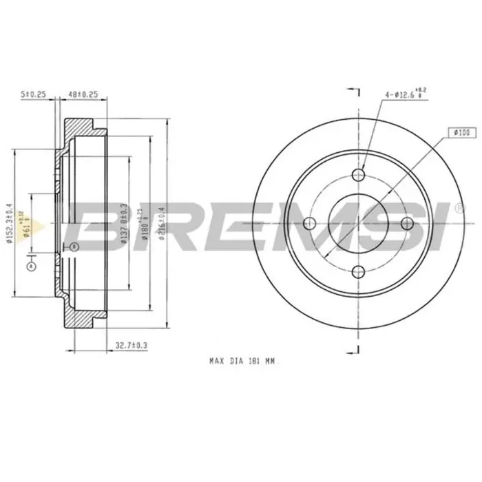 Economico Kit Tamburi Freno Posteriore 94024500 NISSAN Micra II Verniciato