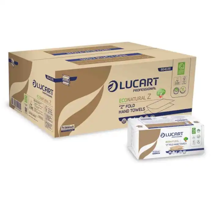 Offerta Asciugamani Piegati A "z" Lucart Econatural Z 23x23 5 Cm 2 Veli Avana 220 Fogli Conf. 18 Pacchetti Ricariche Per Dispenser