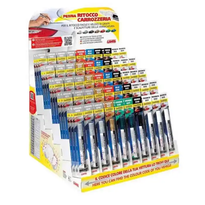Professionale Espositore Completo Di 150 Penne Assortite Per Ritocco Carrozzeria 50 Colori Penne Ritocco Carrozzeria Lampa