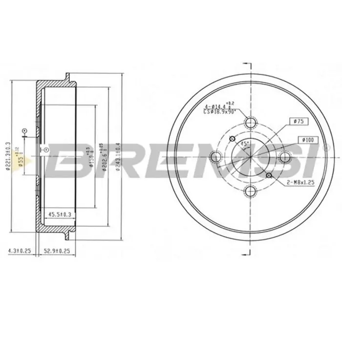 Tamburo Freno Posteriore Toyota Yaris Cr5776 42431-0d030 Verniciato Bremsi Super Prezzo