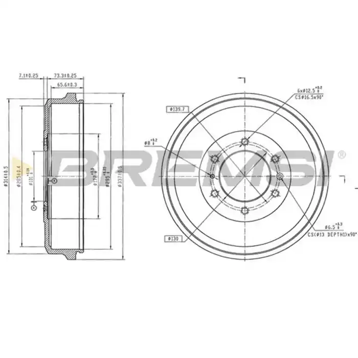 Subito Disponibile Tamburo Freno Posteriore Isuzu D-max Ii Cr5823 8-980618130 Verniciato Bremsi