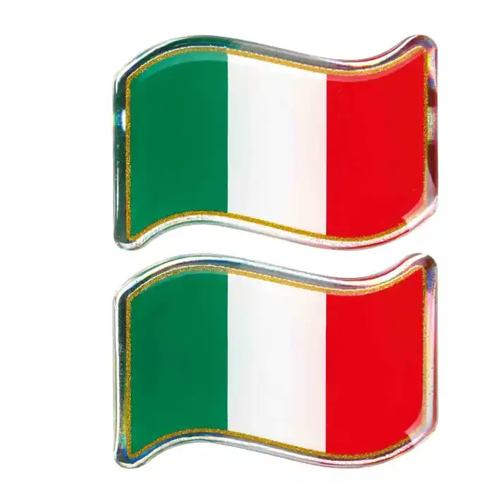 Solo Oggi Sticky 3d Bandiera Italia Al Vento 2 Pz 40x27 Mm Sticky 3d Autoadesivi Tridimensionali Emblemi 3d