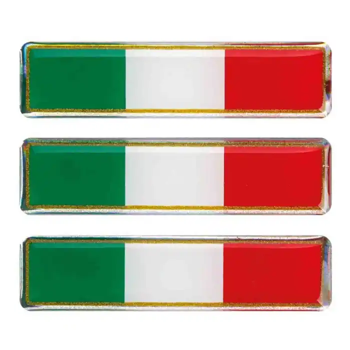 Consegna Rapida Sticky 3d Tricolore Italia Corto Classico 3 Pz 55x16 Mm Sticky 3d Autoadesivi Tridimensionali Emblemi 3d