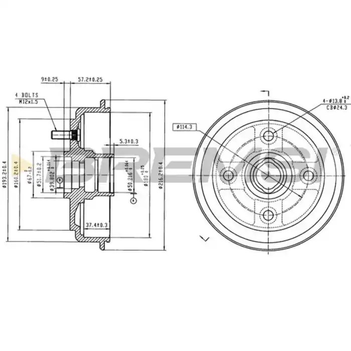 Tamburo Freno Posteriore Hyundai Atos Cr5836 52710-02000 Verniciato Bremsi Offerta Speciale