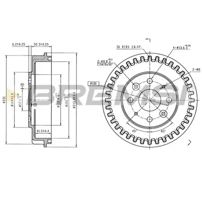Ultime Pezzi Kit Tamburi Freno Posteriore 94028700 KIA Sephia Tre Volumi Verniciato
