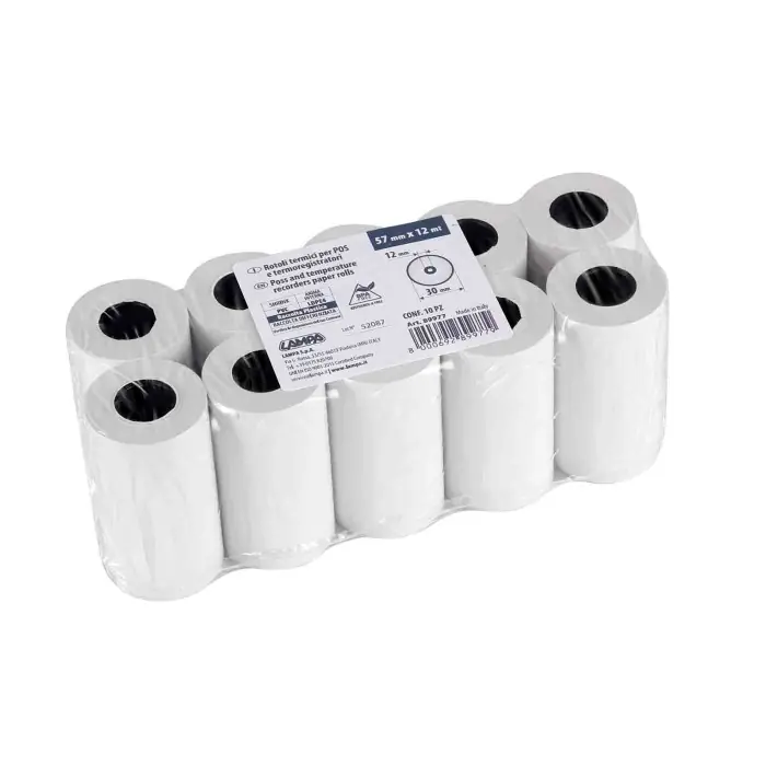 Must-Have Rotoli Carta Termica Per Termoregistratori Frigoriferi 10 Pz 55 G/m² 57 Mm X 12 M Portadocumenti Portaoggetti