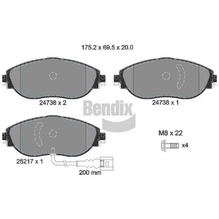 Popolare Kit pastiglie freno, Freno a disco BPD1333 BENDIX BRAKING per AUDI VW SEAT SKODA