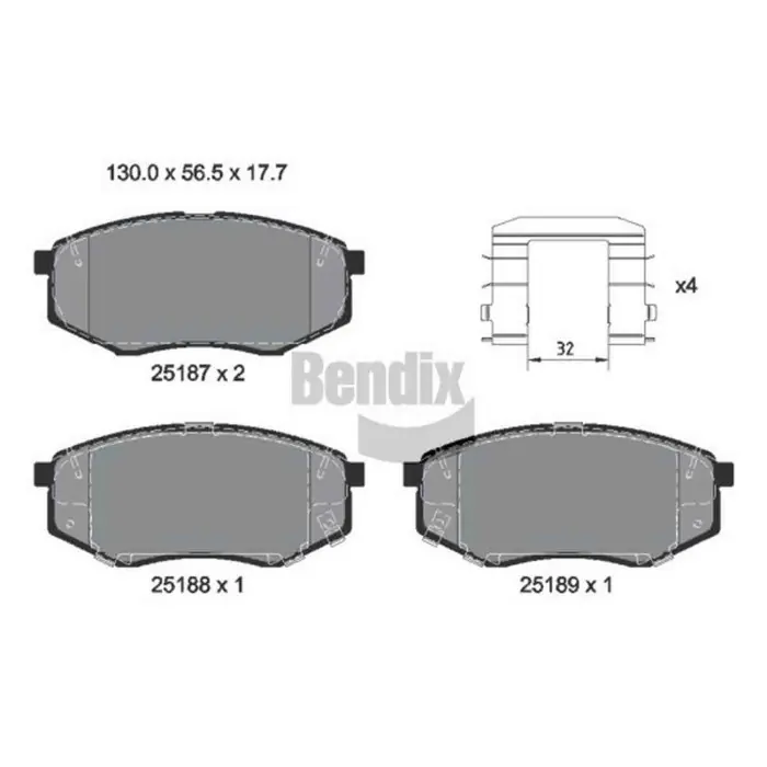 Kit pastiglie freno, Freno a disco BPD1421 BENDIX BRAKING per HYUNDAI KIA Più Venduto