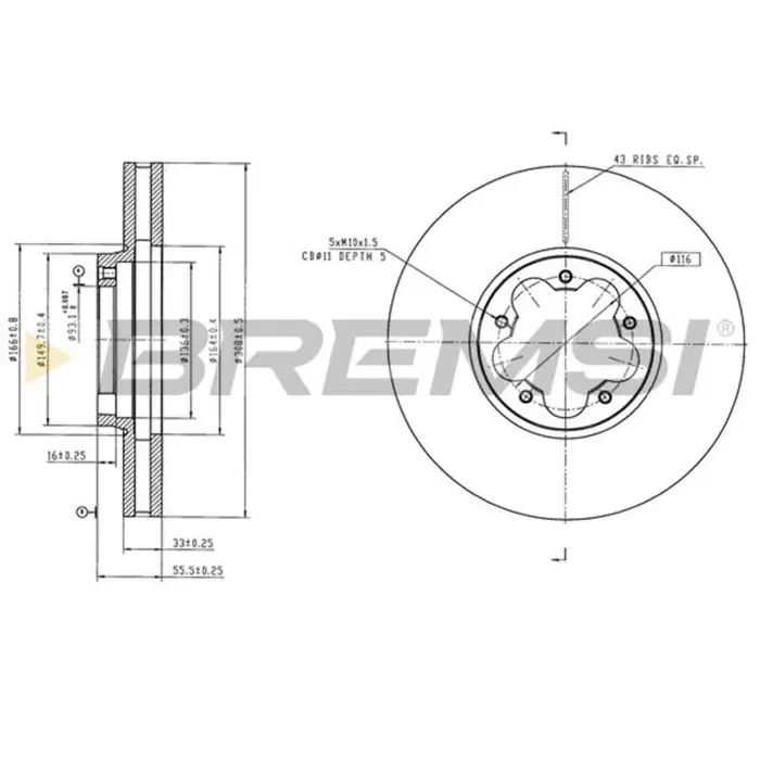 Direttamente Dal Produttore Disco Freno Anteriore 92327303 Ford Tourneo Custom V362 Autobus (f3)