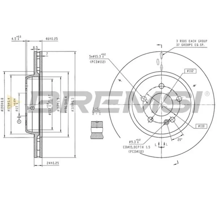 Disco Freno Anteriore 92331005 Mercedes-benz Classe C Pieno Prezzo Basso